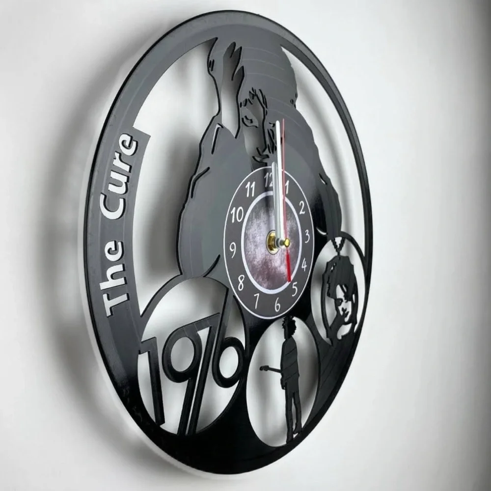 The Cure clock handmade record Black wall Robert Smith gift 1976 band goth